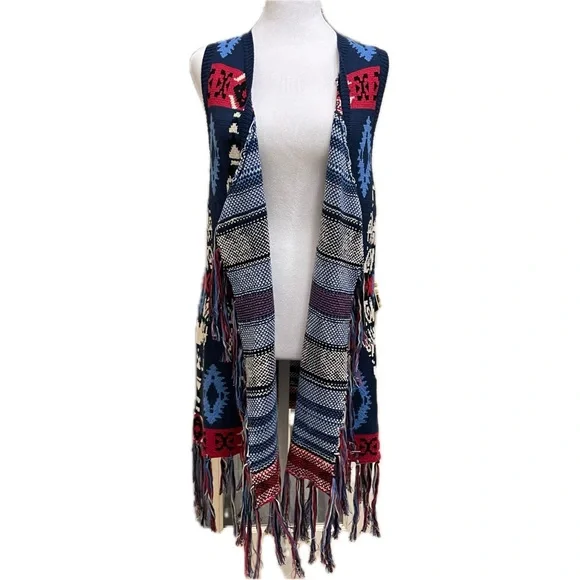 NWT Powder River Outfitters by Pandhandle Slim  Aztec Fringe Vest Size M - Picture 7 of 11